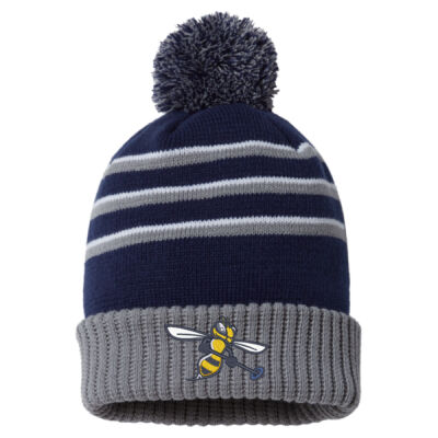 Pom Pom Icon Embroidered Striped Toque Thumbnail